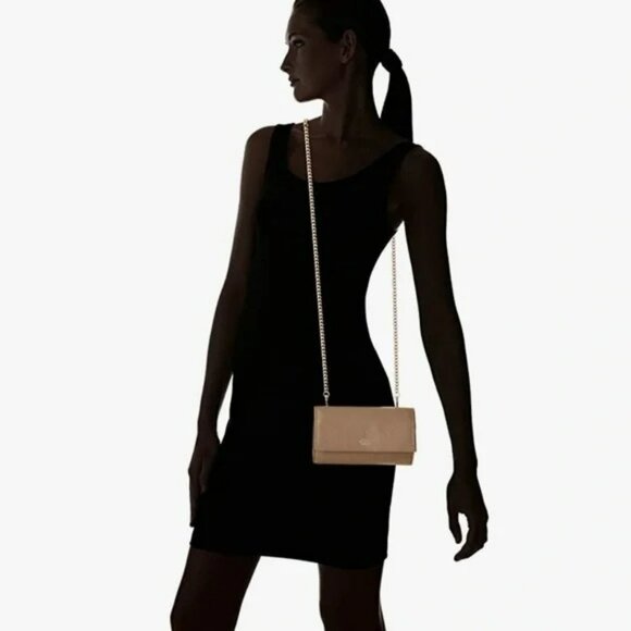 Vince Camuto Zosia Crossbody Bag Silver Chain Strap Wallet Pebbled Leather Pink - Picture 2 of 9